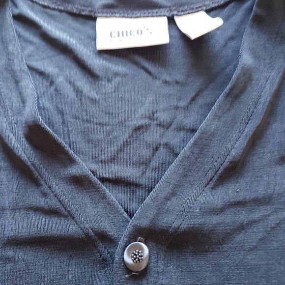 Chico's Travelers Black Full Button Down Top/Jacket - Size 1 - Picture 4 of 6